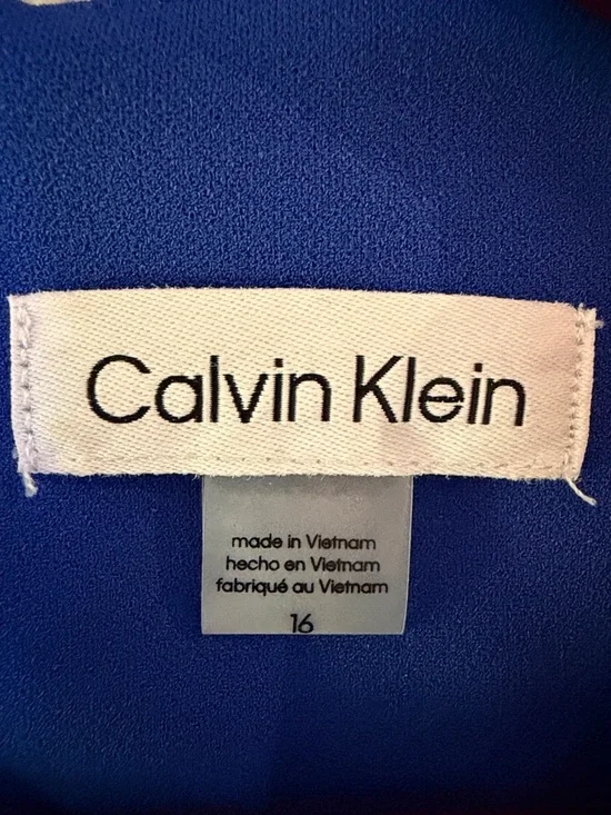 Calvin Klein Bold Blue Knot Accent Sheath Midi Dress • Sleeveless • Size16 • GPC - Picture 2 of 14